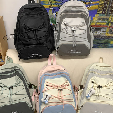 Mountain-Style Outdoor Hiking Backpack for Women, Large Capacity, Unique Design, Lightweight, High-End Gray School Bag for High School Girls