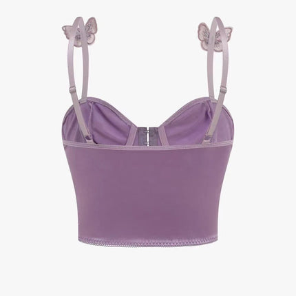 European and American Fashion Fishbone Brassiere Three-dimensional Butterfly Girly Heart High-end Camisole Vest with Buckle Outer Wear Beautiful Back Tube Top