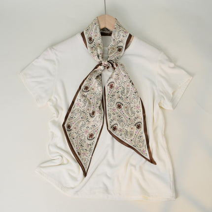 2025 European and American-style Beveled Silk Scarf Cross-border Silk Cashew Dot Long High-end Ribbon Scarf Women's Belt