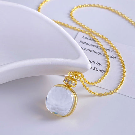 Creative original design perfume bottle crystal single flower necklace earrings cross-border explosive fire artificial spar necklace earrings
