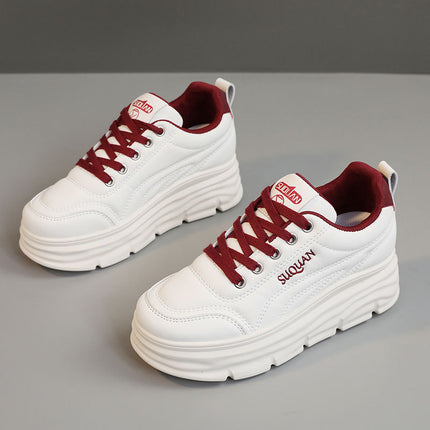 W3685 New Pure Color 2025 Summer White Shoes Thick Sole Inner Heightening Wear-Resistant Casual Shoes Student Sneakers