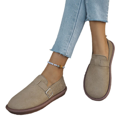 Birkenstone shoes soft bottom women's 2024 winter new retro outer wear a pedal women's flat round head bread shoes wholesale