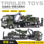 Green alloy car military trailer with rocket launcher