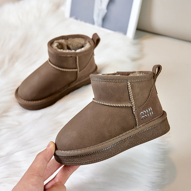 2025 Winter Children's Snow Boots Low Barrel Slip-on Cotton Shoes Thickened Large Cotton Warm Shoes for Boys and Girls Large Children's Shoes