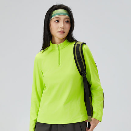 7A Antibacterial Half-Zip Stand-Up Collar Fleece-Lined Sweatshirt for Men and Women Far Infrared Heating Casual Sports Elastic Quick-Drying T-Shirt