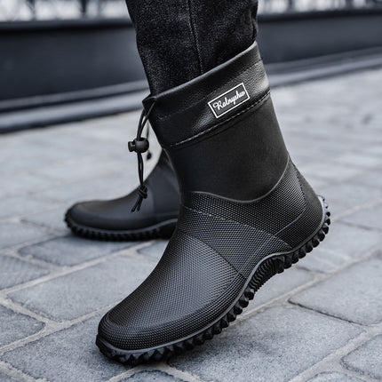 Rain Boots for Men, Outdoor Women's Fishing Shoes, Mid-Tube Non-Slip Kitchen Waterproof Shoes, Military Rain Boots, Takeaway Rider Rubber Shoes