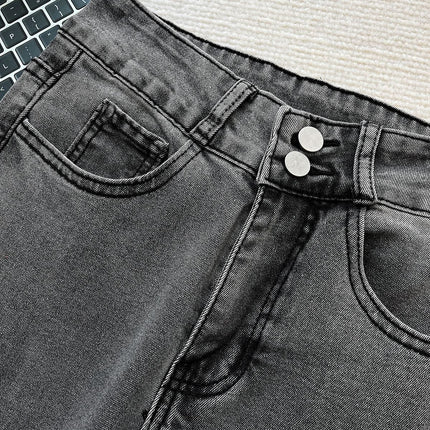 Micro flared jeans women's high waist 2024 new spring and autumn tight slimming stretch straight loose mop pants fashion