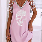 Pink hot diamond skull / S