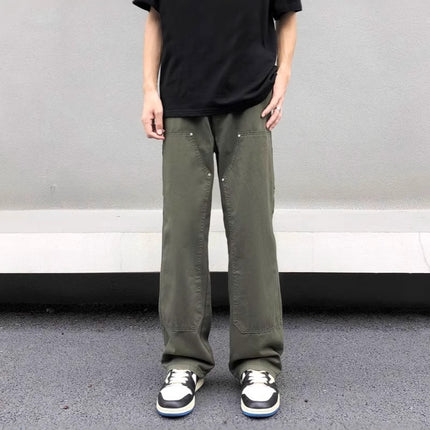 Army Green Logging Crane Pants Men's 2025 Spring American Style High Street Loose Straight Casual Pants cleanfit Pants