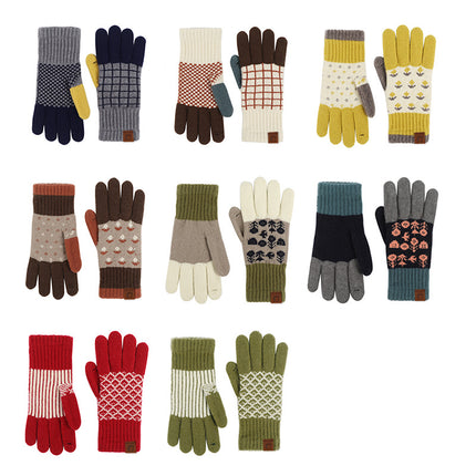 Men's and women's cycling winter warm touch screen windproof cold thickened fleece-lined wool autumn and winter Korean gloves wholesale custom