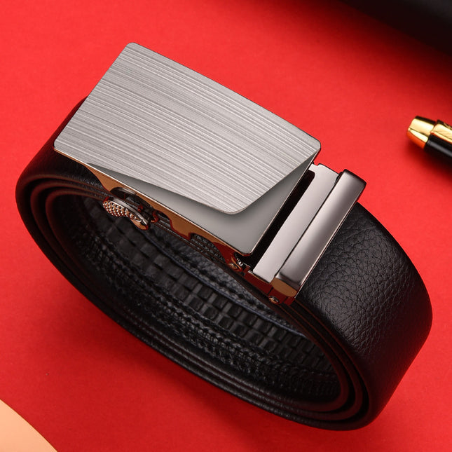 Automatic buckle belt men's business belt covered pig sausage belt versatile trendy belt one-piece delivery factory direct sales