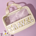 Beige portable transparent bag (TRAVEL) / 32*7*21CM