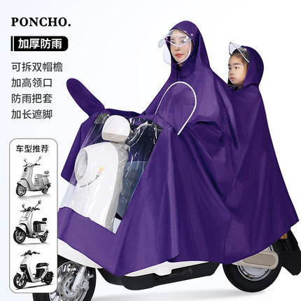 Raincoat for Electric Scooters, Motorcycle Riding, Single or Double Rider, Thickened and Extended, Unisex, Storm-Proof, for Electric Bikes