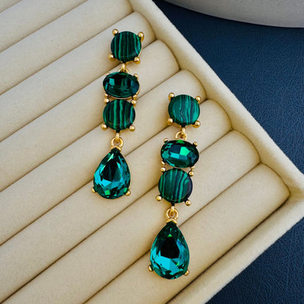 Oscar European and American Medieval Cross-Border Live Broadcast Long Natural Stone Crystal Earrings Elegant Accessible Luxury High-End Earrings