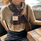 Korean brown plaid scarf
