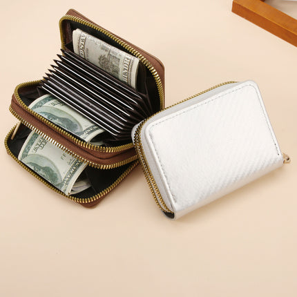Endaycon Multifunctional Accordion Card Holder Anti-Magnetic Accordion Card Holder Double-Layer Zipper Women's Wallet Large Capacity