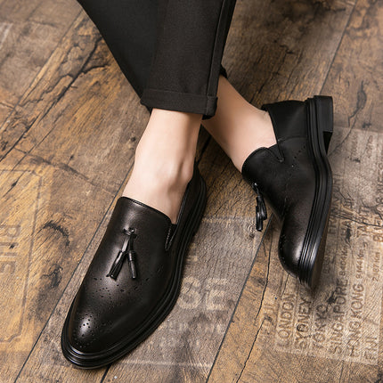 Men's Leather Shoes Casual Shoes Business Comfortable Leather Shoes Lightweight Soft Bottom Hollow-out Breathable Shoes Slip-on Men's Shoes