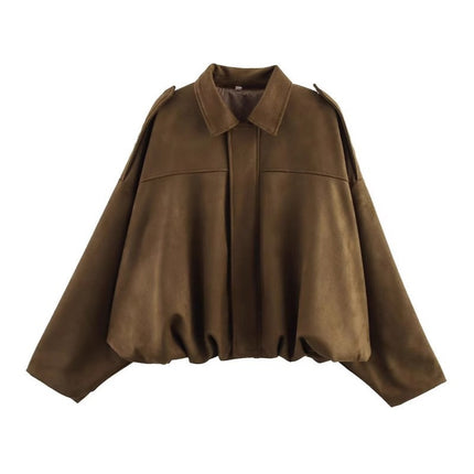 Za Cross-Border Amazon Hot-Selling Wholesale 2025 New European and American Style Suede Texture Bomber Jacket in Stock