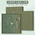 A5 plastic buckle-matcha green gift box three-piece set