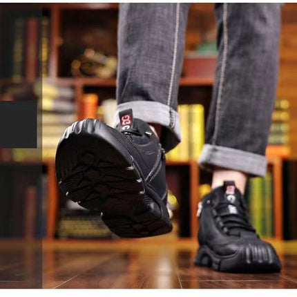 Cold-resistant warm cotton-padded shoes men's warm winter thickened fluff outdoor leather high-top one-piece Northeast snow boots non-slip