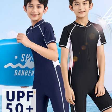 Children's Swimwear for Boys, One-Piece 2026 New Model, Professional Sun Protection Training Swimsuit for Older Kids, Custom-Made Boys' Swimwear for Hot Springs