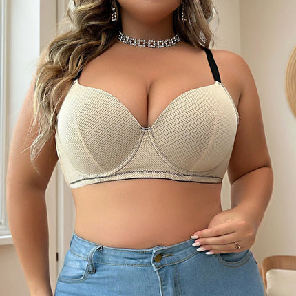 Amazon new plus size underwear seamless bra with steel ring gathered bra comfortable front buckle breathable bra supply