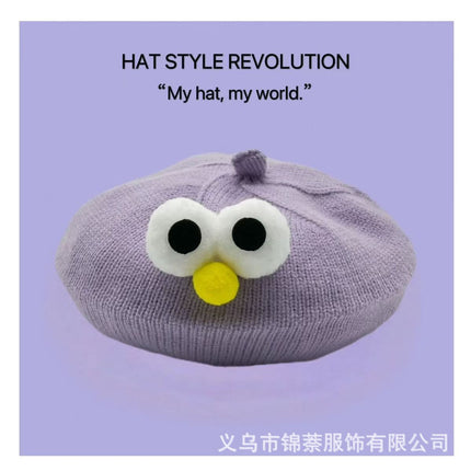 Spring and Autumn Korean Style Baby Boy and Girl Candy Color All-match Knitted Beret Children's Western Style Casual Wool Hat Paintler Hat