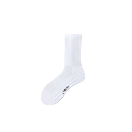 Mid-Calf Socks Ins Casual Versatile Pure Color Socks Men's Non-Slip Antibacterial Sports Socks High Elastic Non-Stretching Towel Socks