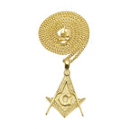 Gold texture Masonic pendant + 3mm24inch Cuban chain