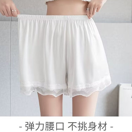 Ice Silk Safety Pants Women's Anti-walking Summer Thin Loose Outwear Leggings Lace No-hem Pajama Pants Shorts