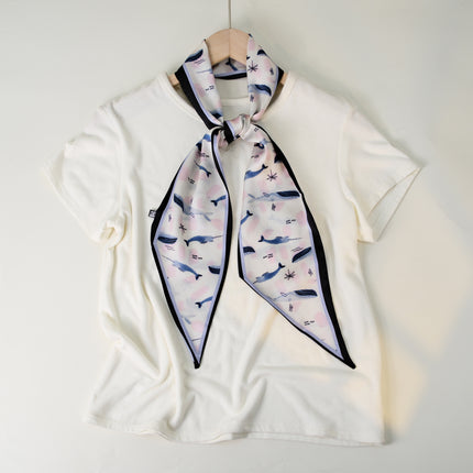 2025 European and American-style Beveled Silk Scarf Cross-border Silk Cashew Dot Long High-end Ribbon Scarf Women's Belt