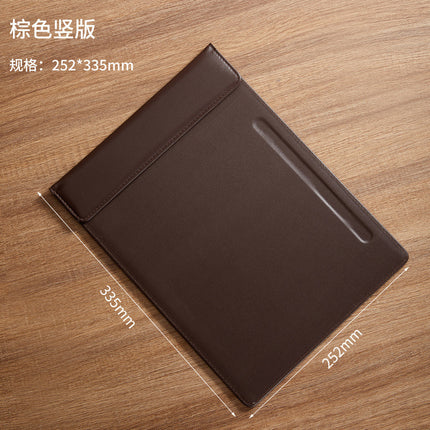 High-End Leather Hotel A4 Writing Board with Magnetic Buckle, Leather Coaster, Folder, Signing Document Board, Can Be Printed with Logo