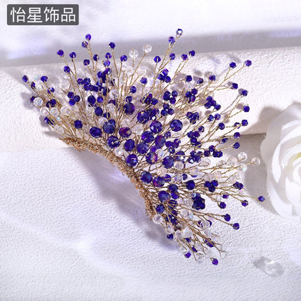 Yixing European and American Cross-Border Hair Accessories Comb Wholesale Luxury High-End Crown Hair Accessories Heavy Handmade Forest Hair Crown A326