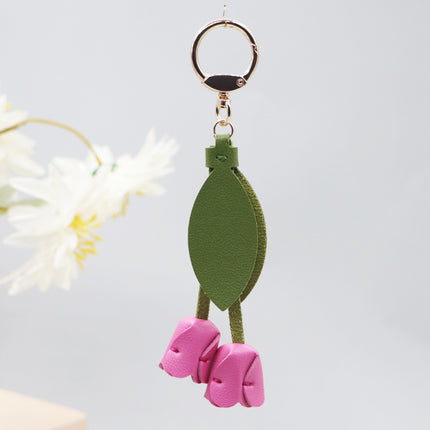 Little red book with tulip keychain cute personality car key bag pendant can be printed logo factory direct sales