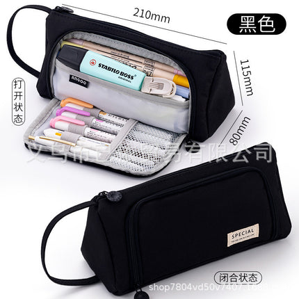 Triangular Pencil Case with Large Capacity and Multi-Functional Features, Korean-Style Ins-Style Stationery Box for Middle and High School Students, Direct from the Manufacturer