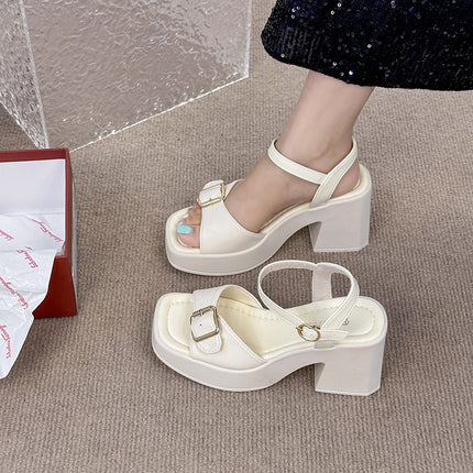 Thick Heel Roman Sandals Women's 2025 Summer New Fashion Casual Thick Bottom Square Head High Heels Wholesale