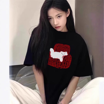 American Retro Pure Cotton Short-Sleeved T-Shirt for Women Summer 2026 New Design Student Loose and Lazy Style Half-Sleeved Top