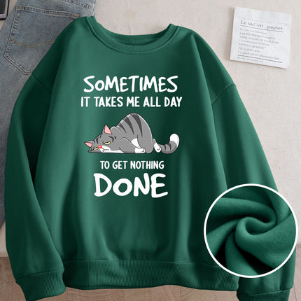 Wish Cross-Border Aliexpress Hot Selling Women's Clothing Amazon American Street Cartoon Cat Print Sweatshirt Bottoming Shirt