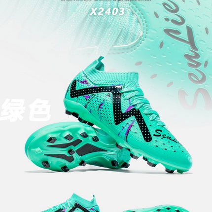 Cross-Border Amazon High-Top Soccer Shoes for Boys and Adults, Long-Spiked Tf Cleats, Competition Children's Training Soccer Shoes