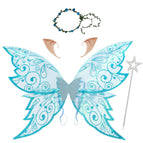 Blue wings + ears + garland + fairy wand / One size fits all