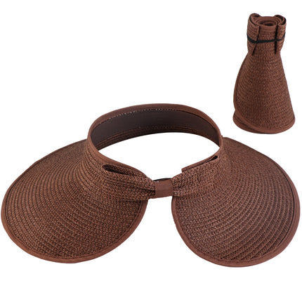 Summer Hat Women's Empty Top Hat No-Top Sun Hat Korean Foldable Sun Hat Straw Hat Big Rim Sunscreen Hat