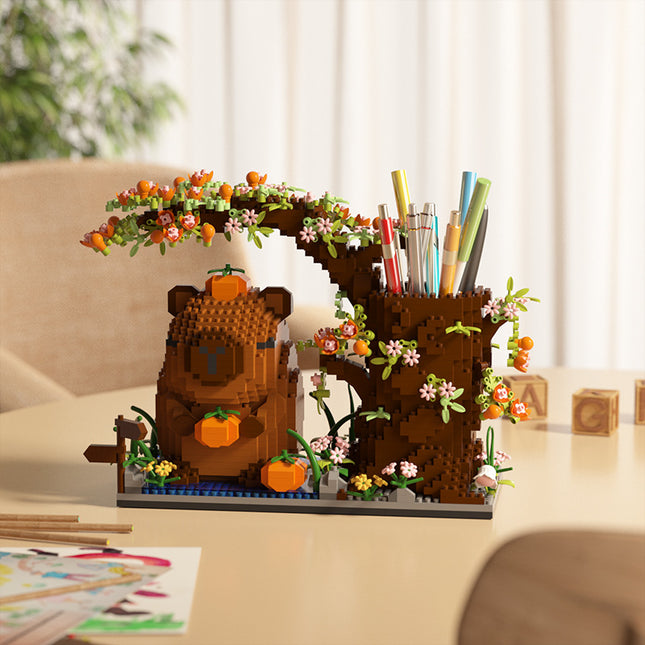 Cross-border kapi capybara Barra micro-particles creative pen container assembled building blocks Valentine's Day gift ornaments wholesale