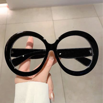 Personalized Fashion European and American Retro Slimming Super Large Frame Anti-blue Glasses Plain Face-free Artifact Little Red Riding Book Same Style Flat Glasses