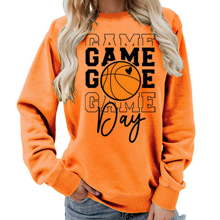 Game day printed round neck women's top vests foreign trade supply autumn and winter coat casual loose European size cross-border