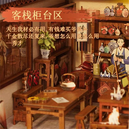 Jianghu Dream Diy Cabin Book Stand Swordsman 3D Three-dimensional Puzzle Building Blocks Toy Manual Assembled Model House