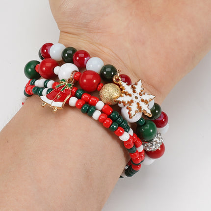 Christmas bracelet elastic rope bracelet snowman snowflake Christmas tree old man deer hat pendant bracelet gift