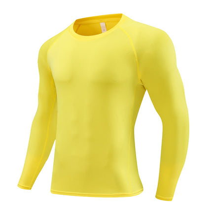 Amazon Pro Quick-Drying Tights Men's Printed Long-Sleeved Sports Running Fitness Compression Clothing Round Neck T-Shirt Wholesale