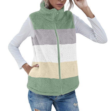 Cross-border Women's vest 2022 new plush stand collar sleeveless zipper lightweight vest comfortable women's coat with pockets