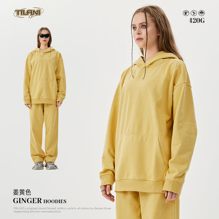 TILANI Men's 2025 Heavy Terry Sweater Pants American Style Trendy Brand Solid Color Trendy Men's suit Hoodie Straight Pants