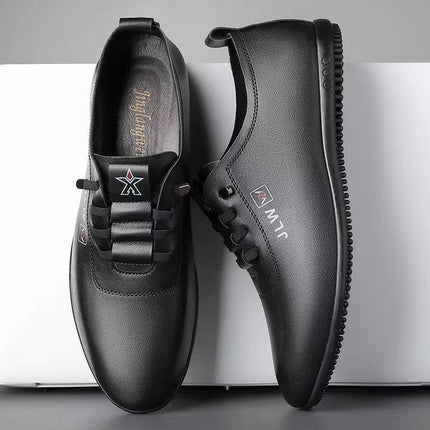 2025 new Joker men's leather shoes soft soft bottom business casual bean shoes work security dad shoes wholesale